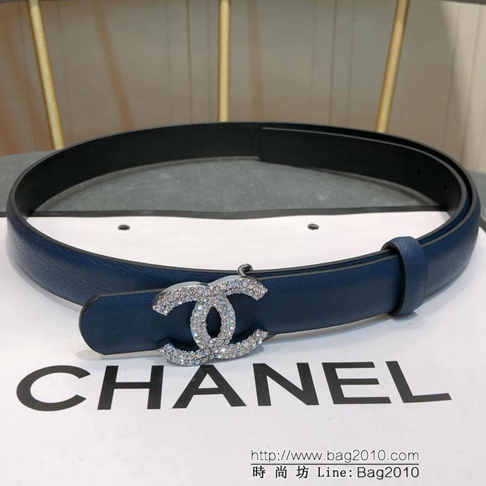 CHANEL香奈兒 18新款 20MM精品 進口光滑優雅小腰帶 CC水鑽扣  xfp1010